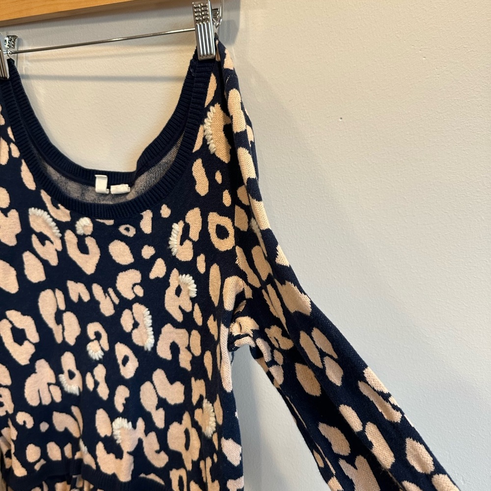 Moth Leopard Print Sweater‎ with Ruffle Hem - Picture 6 of 11